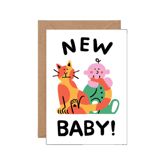 Baby and Cat | New Baby Card - Warm Gift Shop