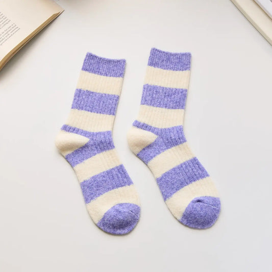 Cashmere Stripe Socks | Blue