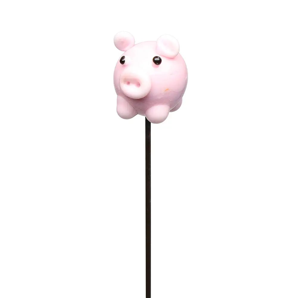 Glass Plant Stake Decoration | Pig