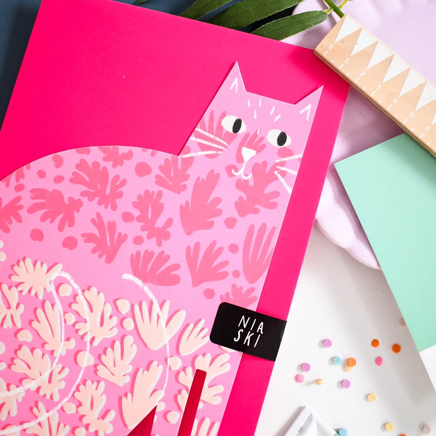 Catisse Shaped Cat | Blank Card