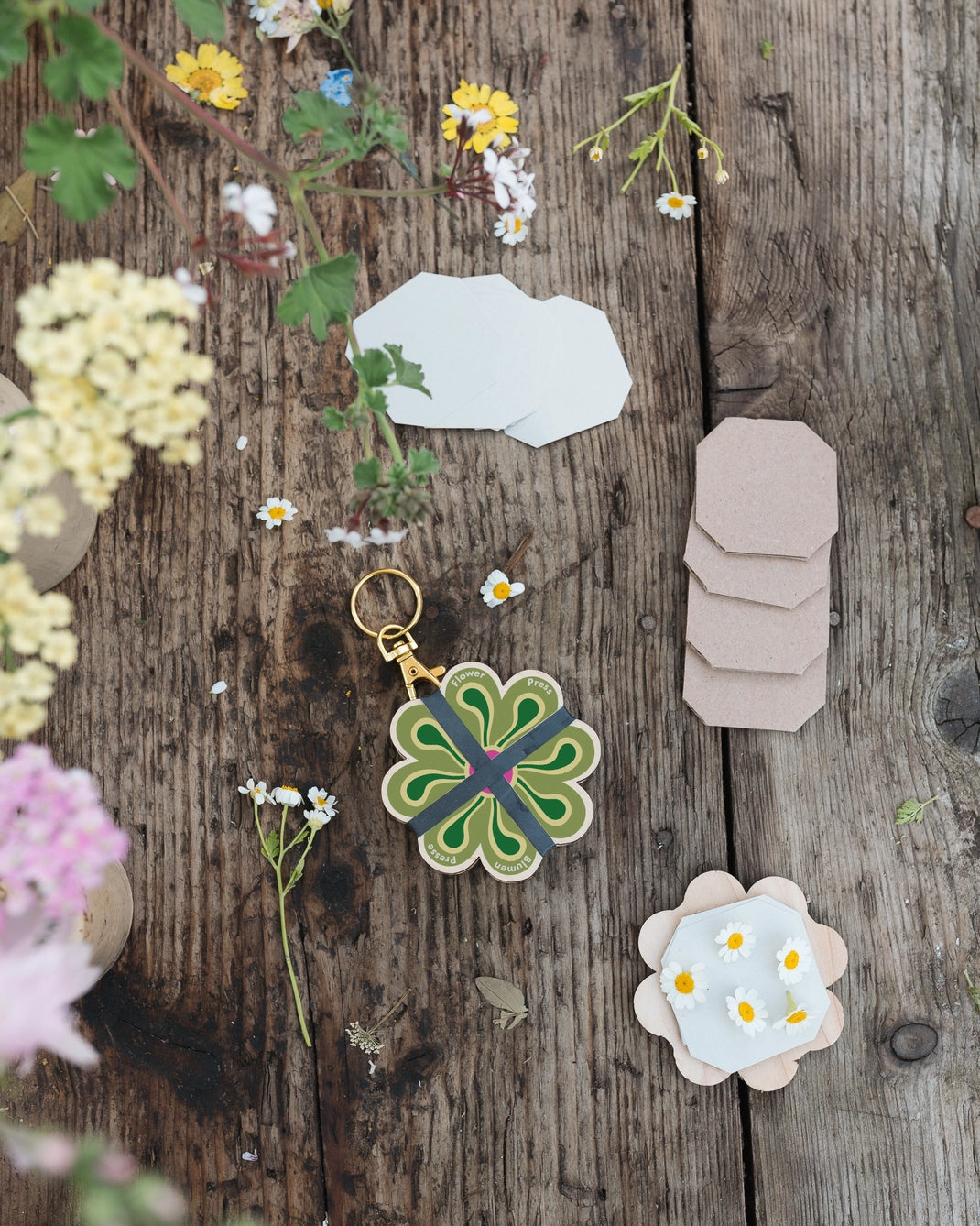 Keyring Flower Press | Assorted Colours + Designs - Warm Gift Shop