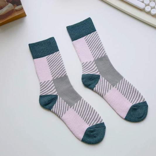 Geometric Colour-Block Socks | Green