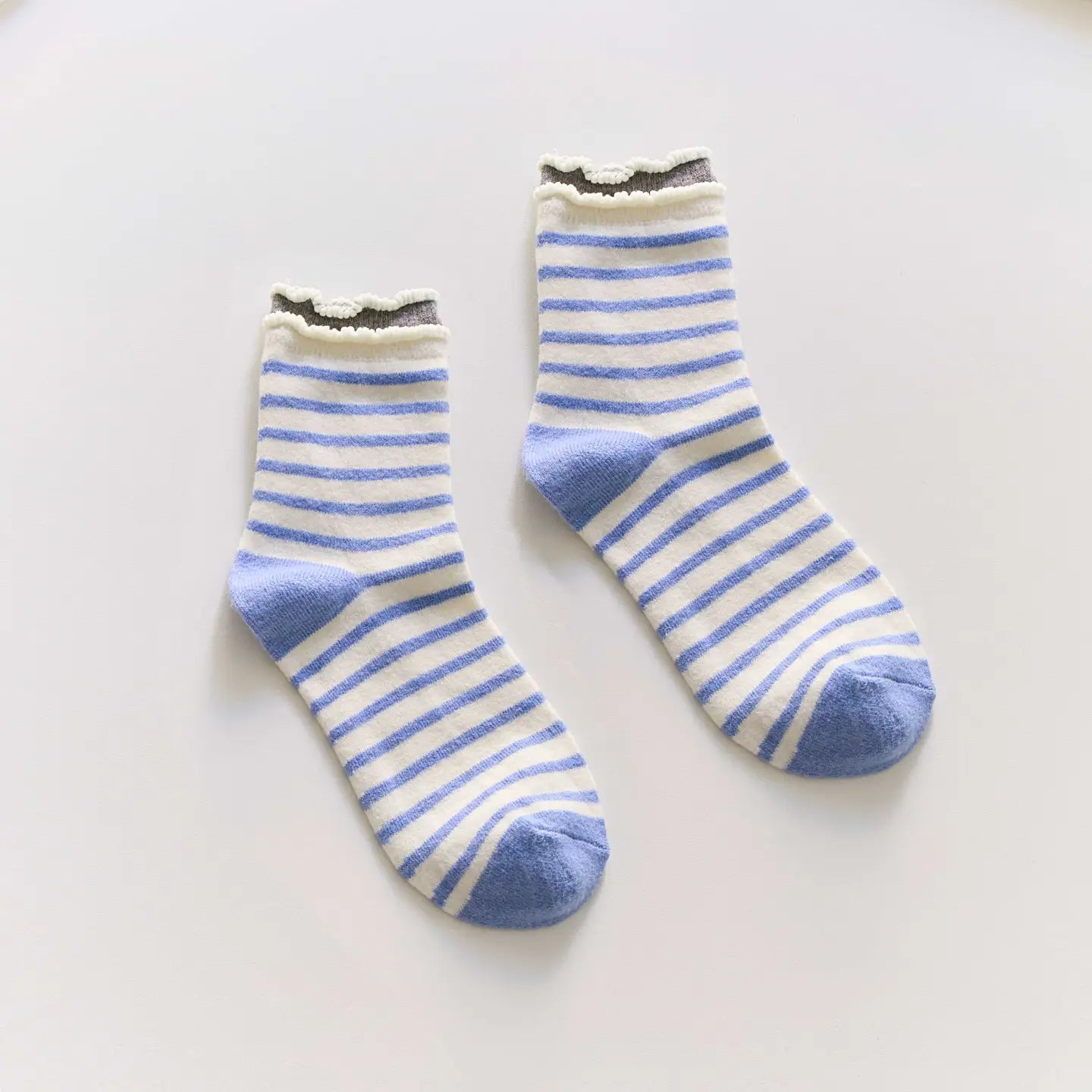 Cotton Ruffle Trim Socks | Blue