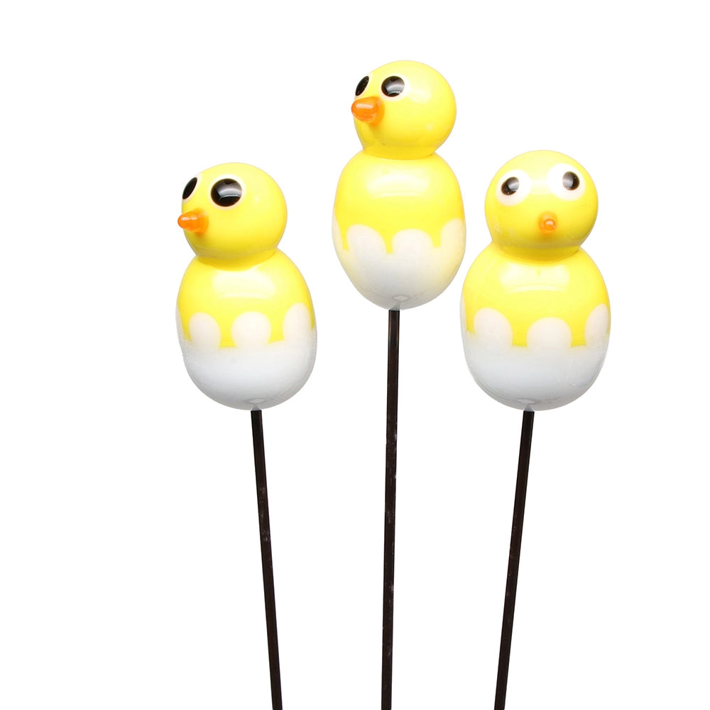 Glass Plant Stake Decoration | Chick in Egg