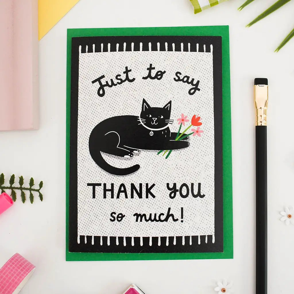 Black Cat on a Mat | Thank You Card