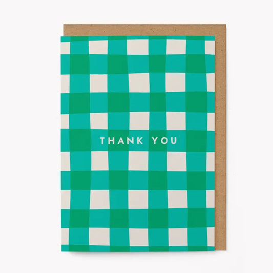 Green Gingham | Thank You Card