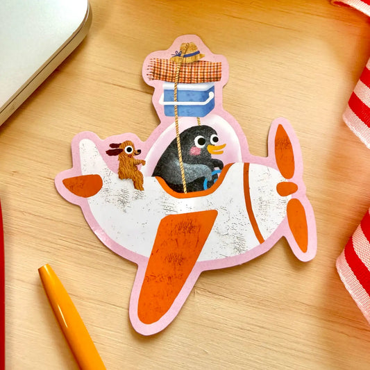 Penguin in a Plane Sticker