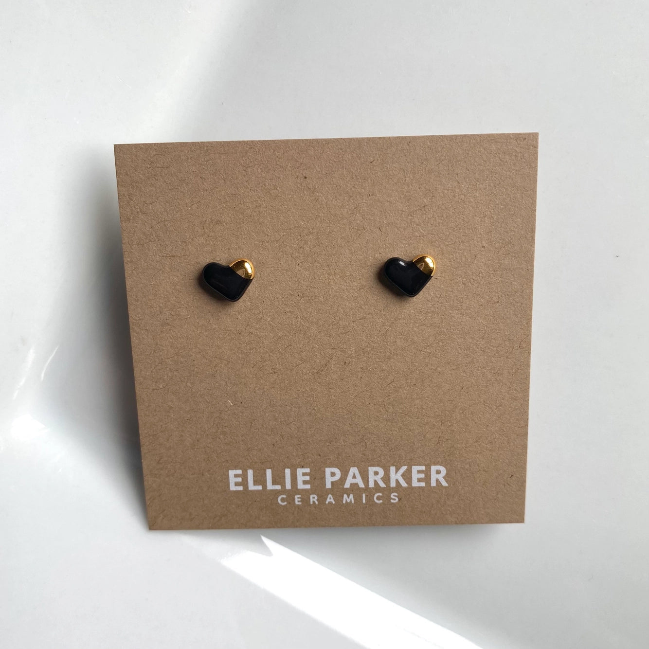 Ceramic Stud Earrings | Black Heart