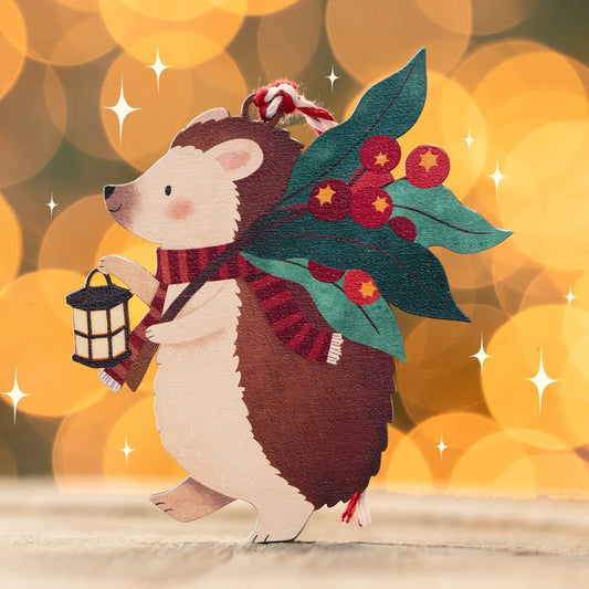 Wooden Ornament | Hedgehog With Lantern