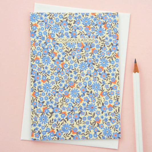 Pretty Blue Floral | Congrats Card
