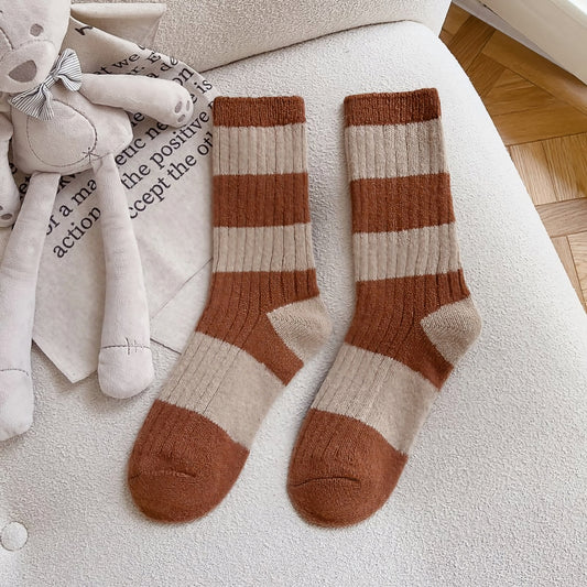 Striped Warm Socks | Brown