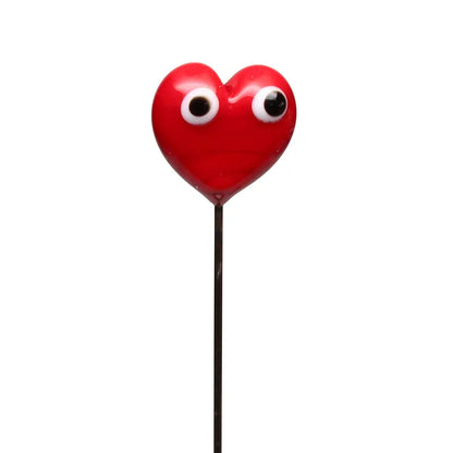 Glass Plant Stake Decoration | Heart With Eyes