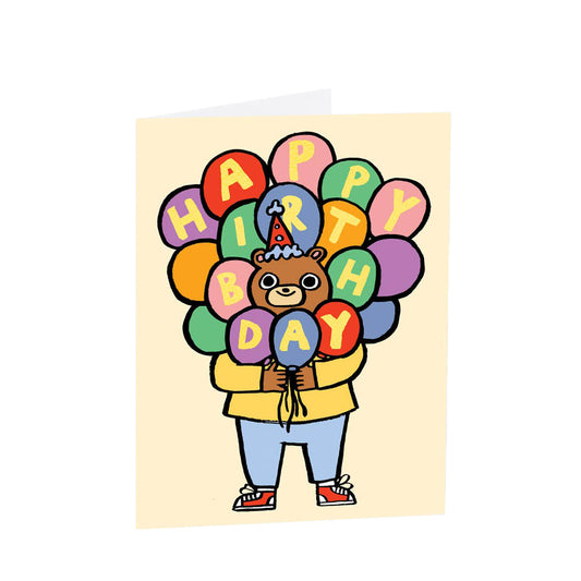 Happy Birthday Bear + Balloons | Birthday Card - Warm Gift Shop