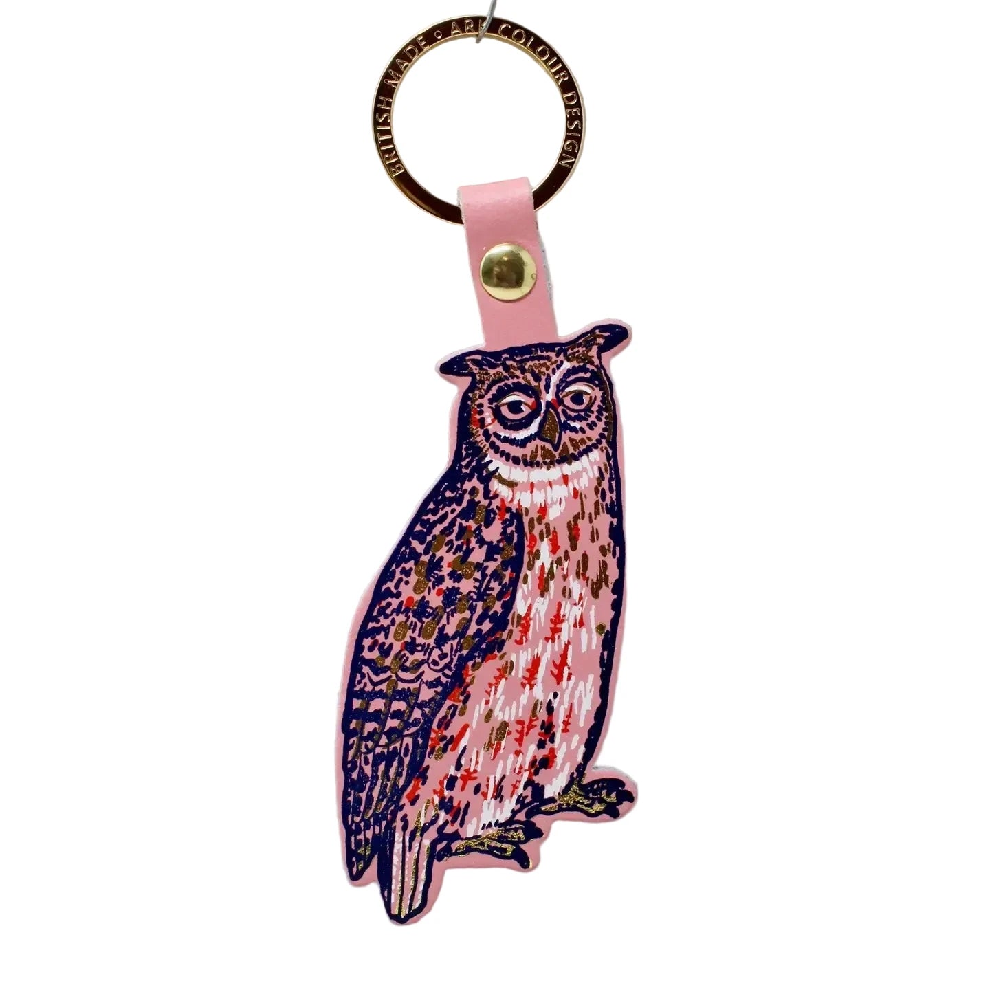 Nocturnal Owl Leather Keychain