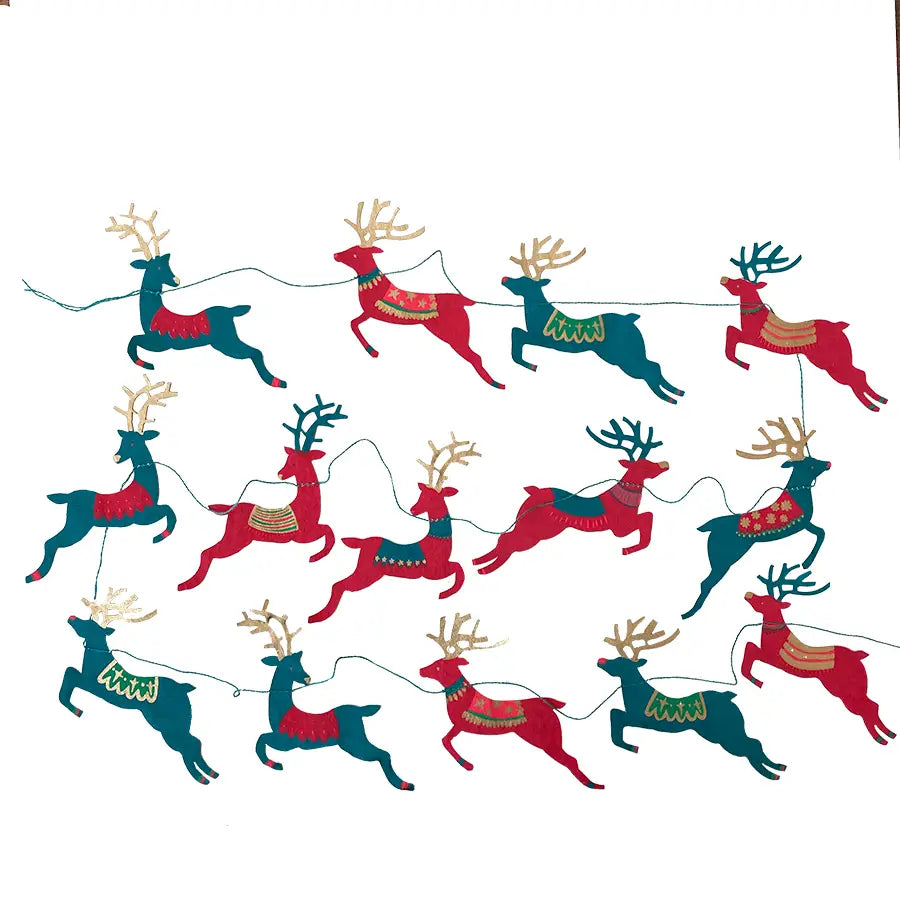 Sewn Garland | Bright Reindeer