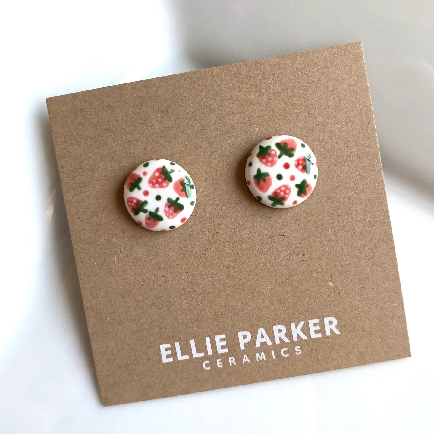Ceramic Stud Earrings | Summer Gardener Strawberry