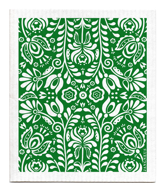 Swedish Dishcloth | Dark Green Scandi Bloom