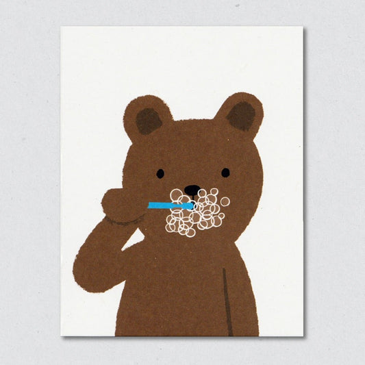 Bear Brushing Teeth| Blank Card