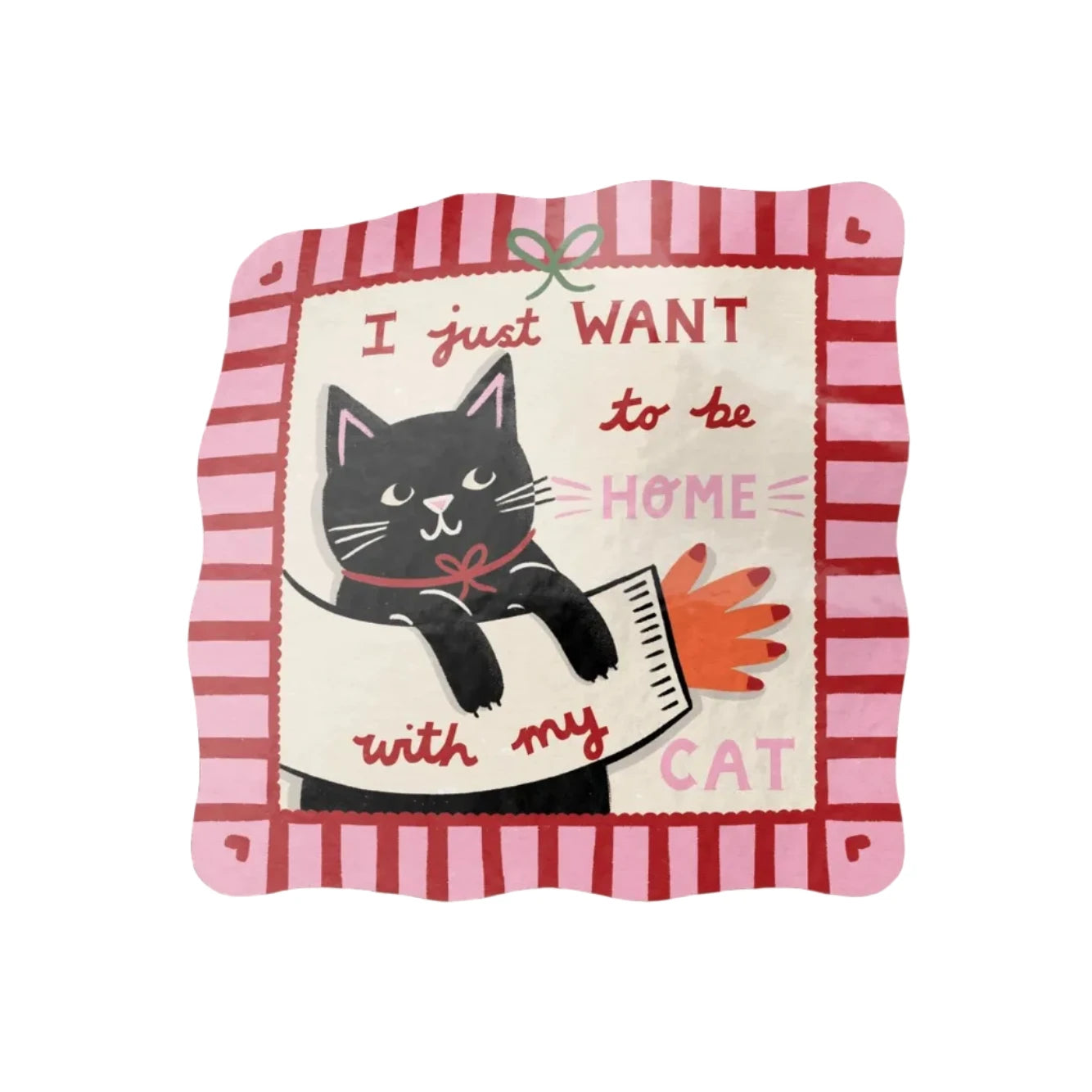 Want to be Home With My Black Cat Sticker - Warm Gift Shop