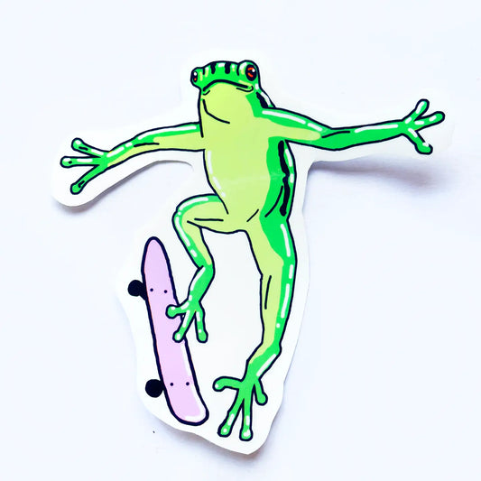 Skateboarding Frog Sticker
