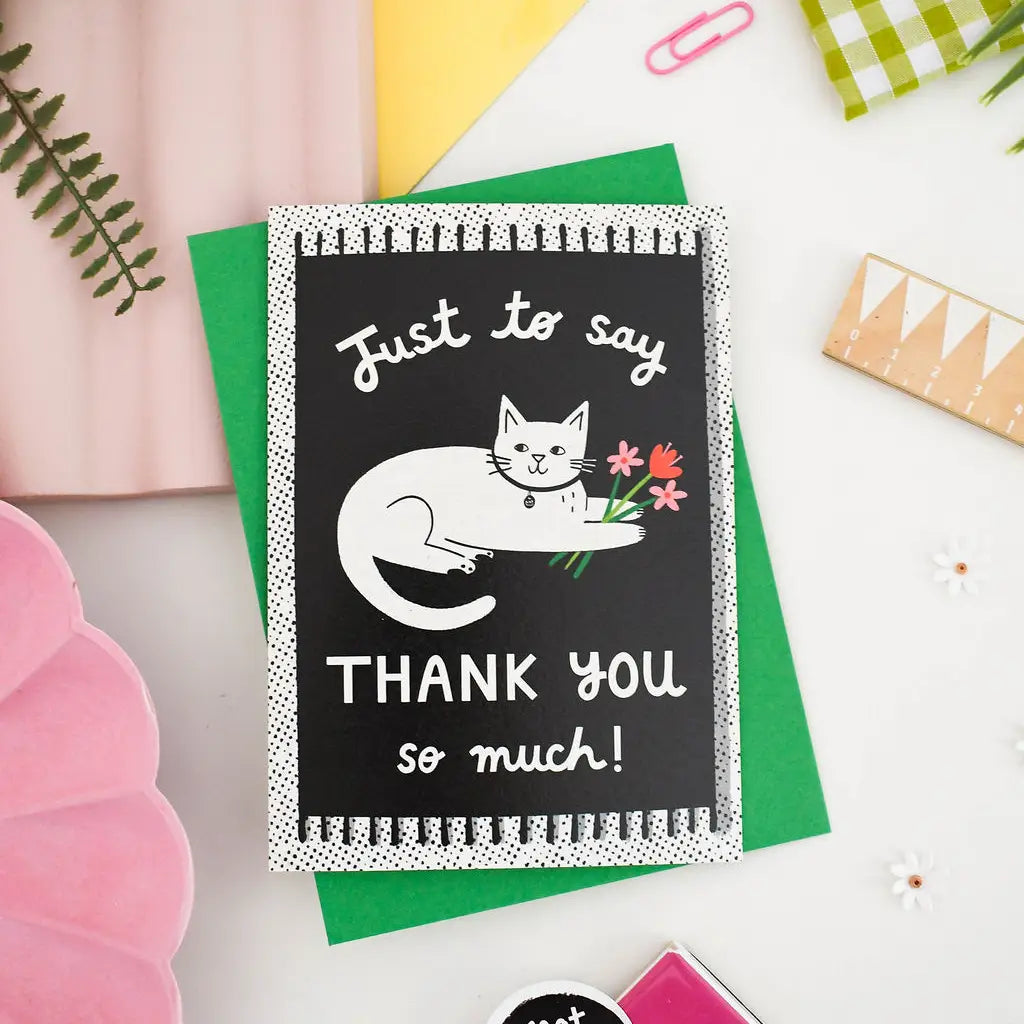 White Cat on a Mat | Thank You Card