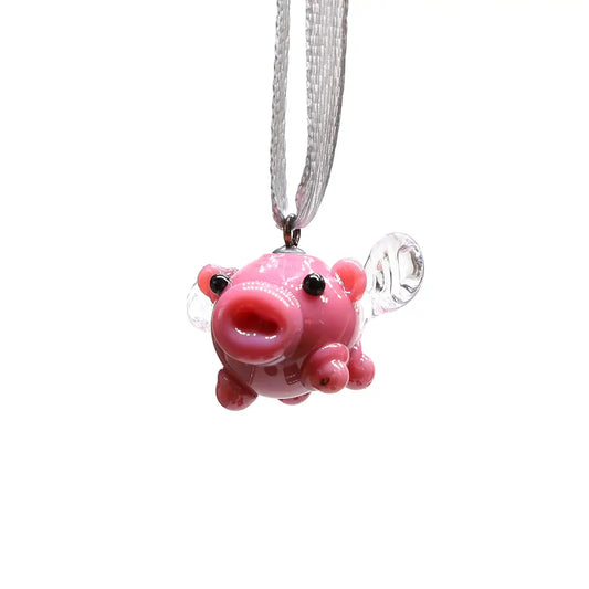 Glass Hanging Ornament | Flying Pig
