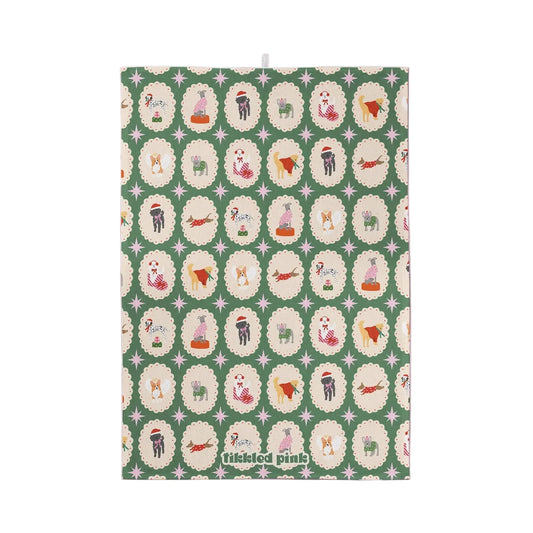 Christmas Dogs Tea Towel