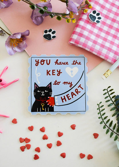Key To My Heart Cat Sticker