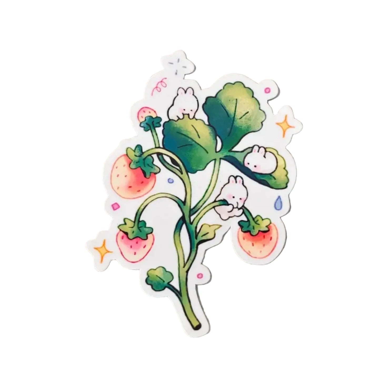 Glitter Strawberry Bunny Sticker - Warm Gift Shop