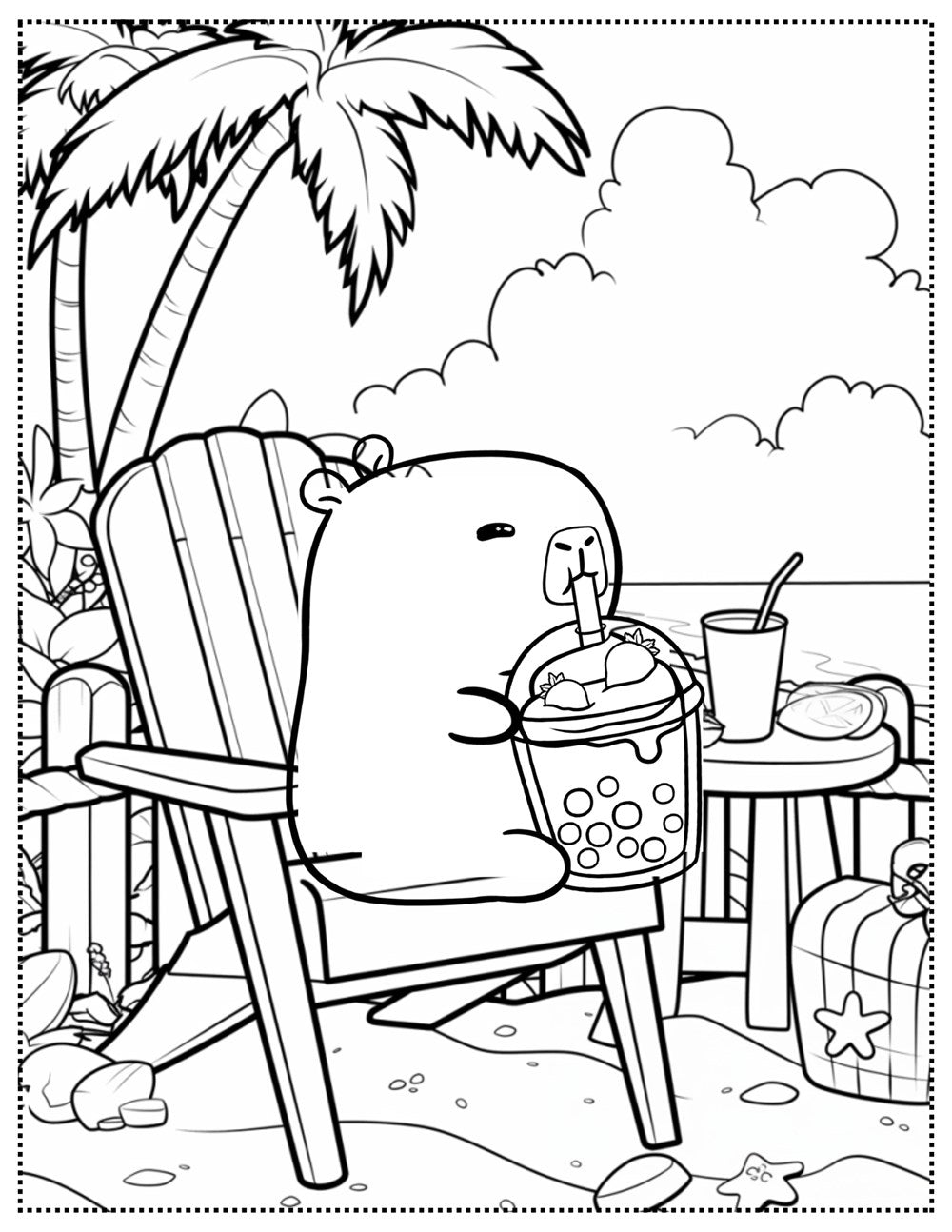 Capybara Bubble Tea Colouring Book - Warm Gift Shop