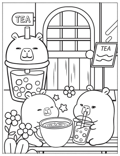 Capybara Bubble Tea Colouring Book - Warm Gift Shop