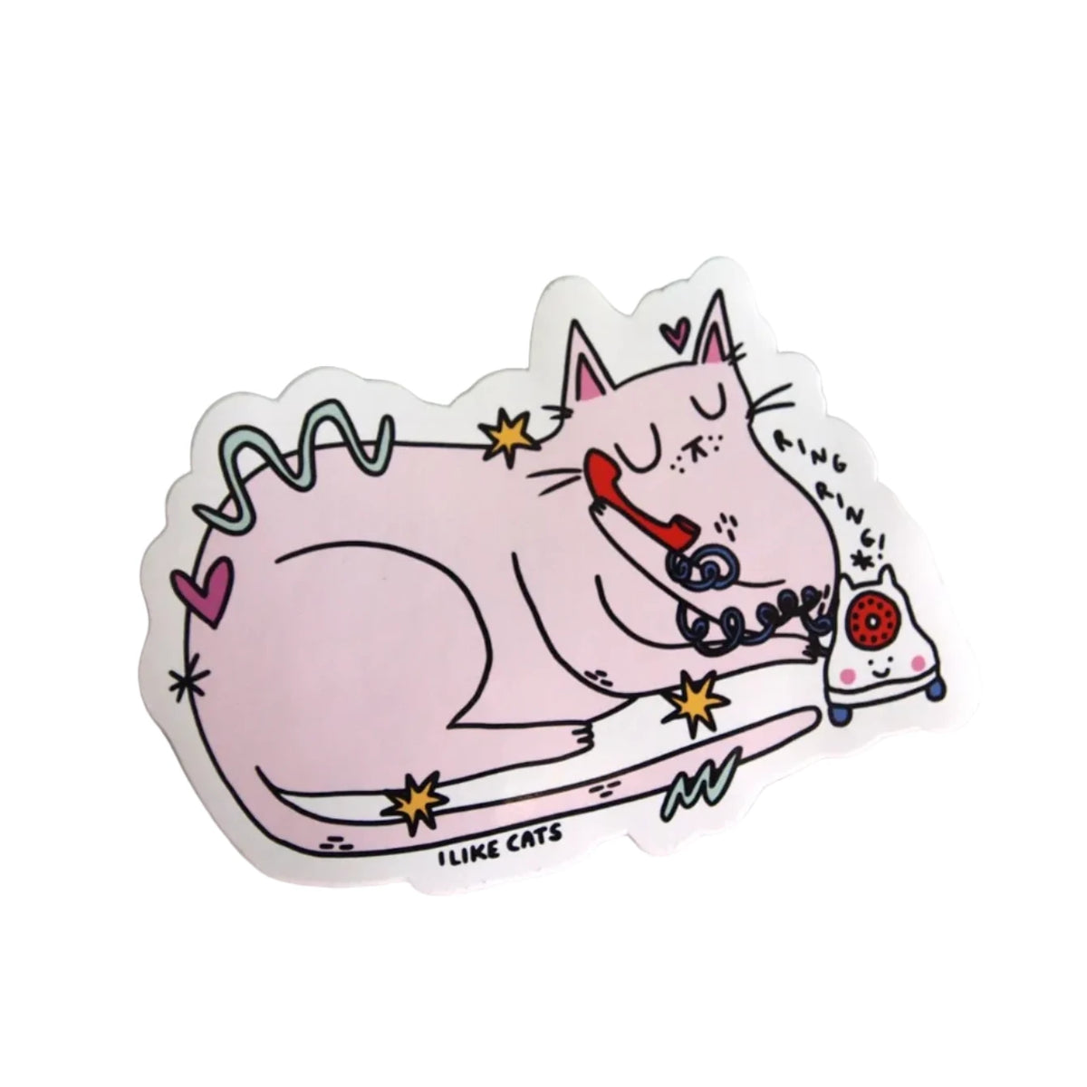 Cat on the Phone Sticker