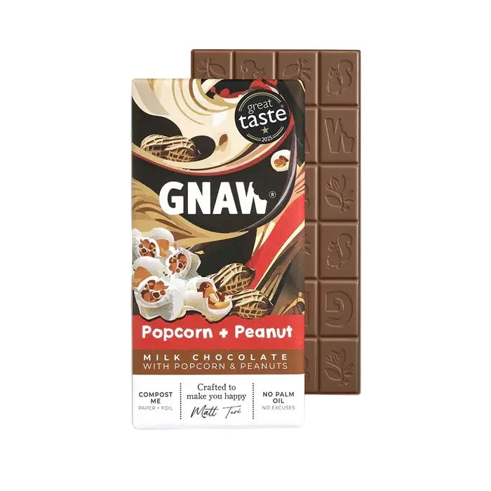 Gnaw Popcorn + Peanut Milk Chocolate Bar