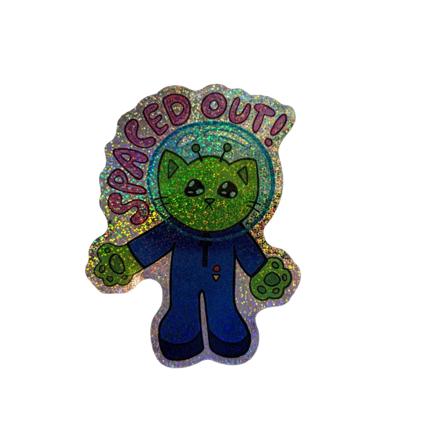 Spaced Out Cat Glitter Sticker