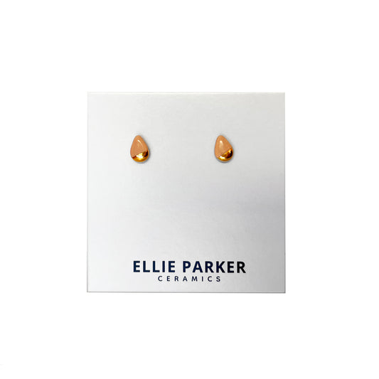 Ceramic Teardrop Stud Earrings | Nude + Gold Accent