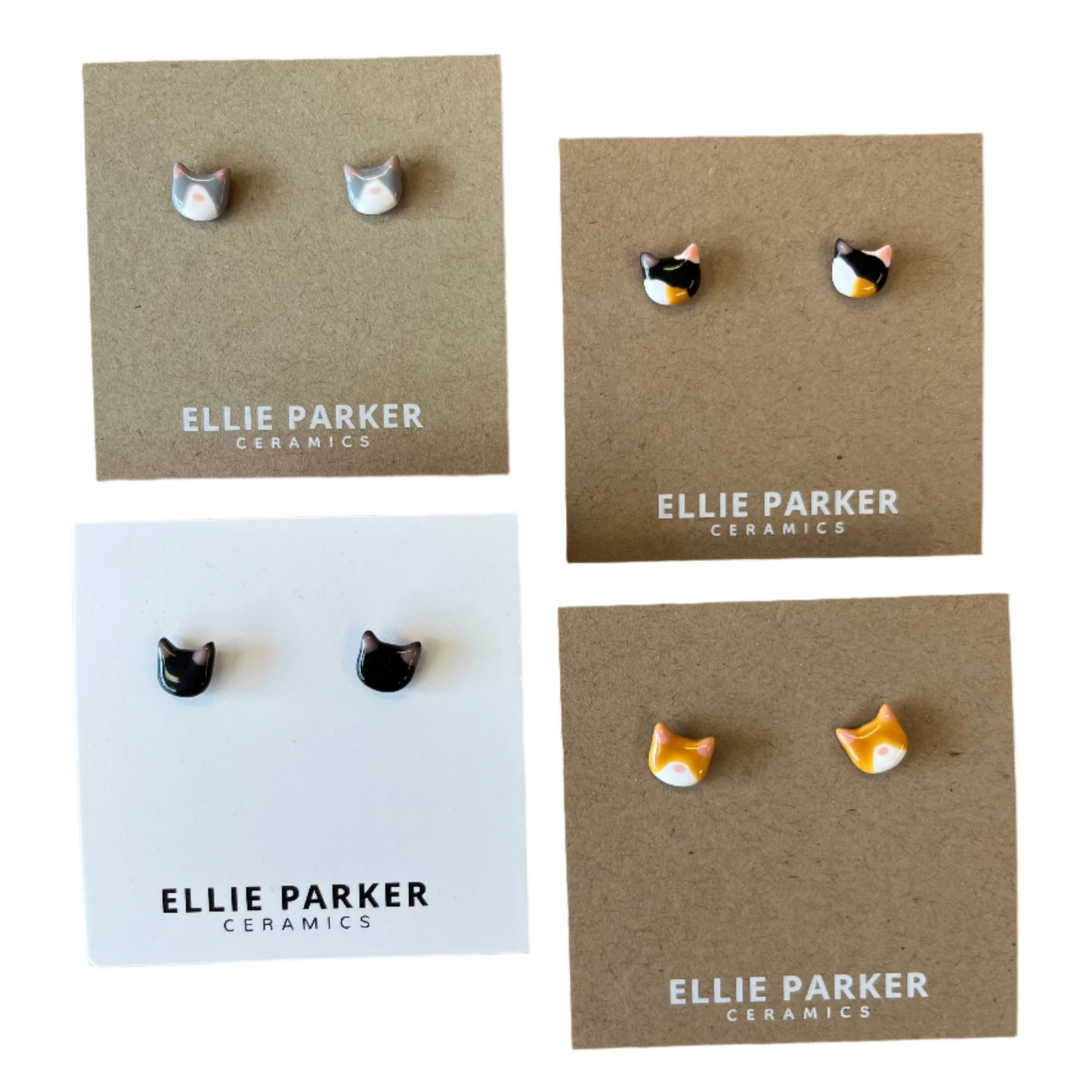 Ceramic Stud Earrings | Cat Faces