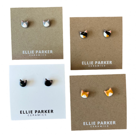 Ceramic Stud Earrings | Cat Faces