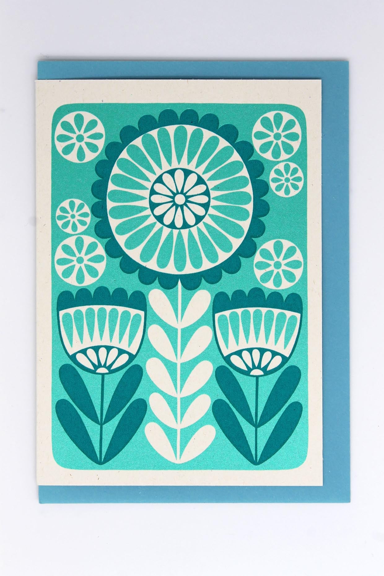 Blue + Green Flower | Blank Card - Warm Gift Shop