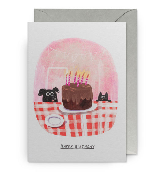 Cat + Dog with Cake | Birthday Card