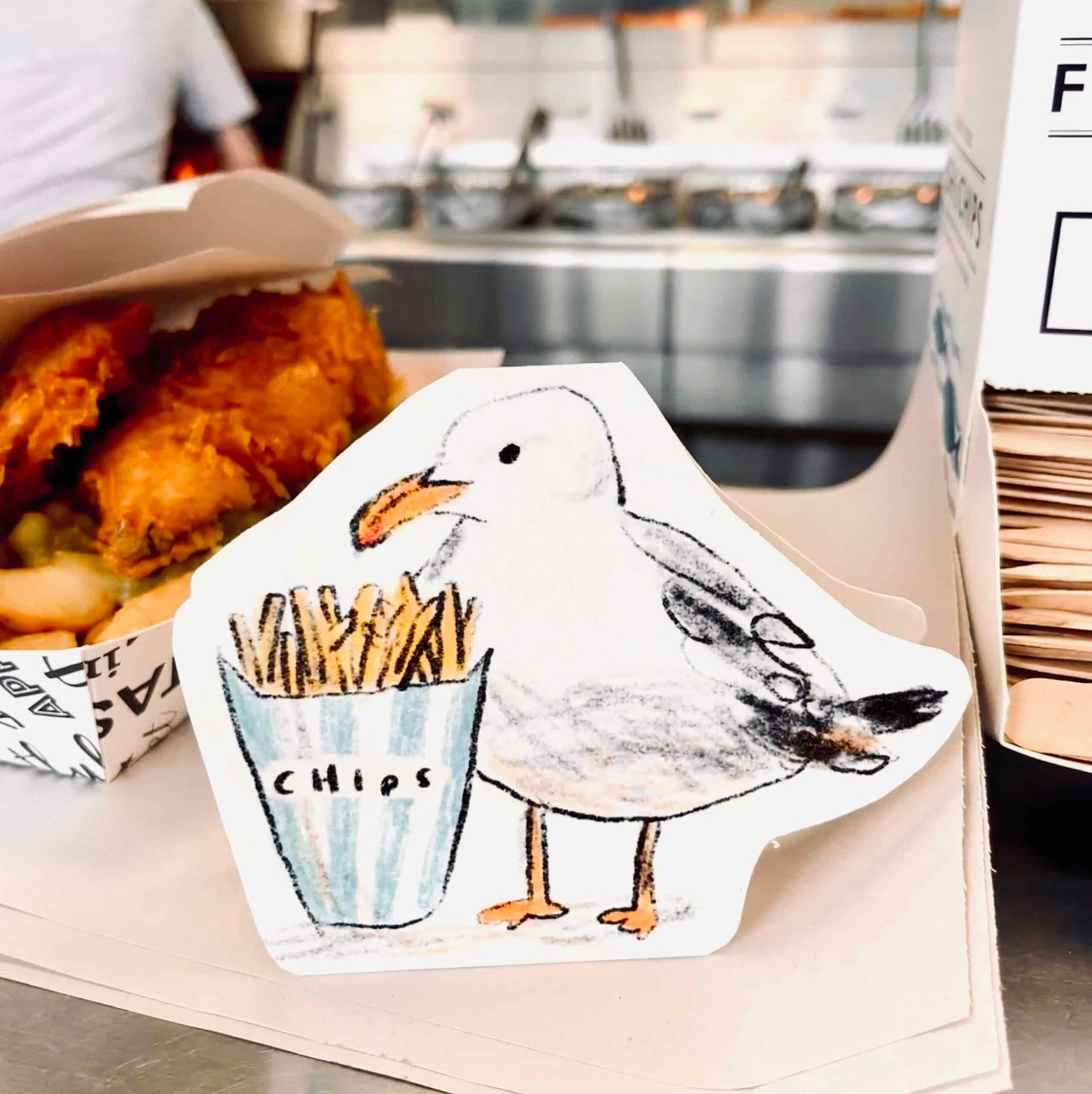 Seagull and Chips | Shaped Blank Card - Warm Gift Shop