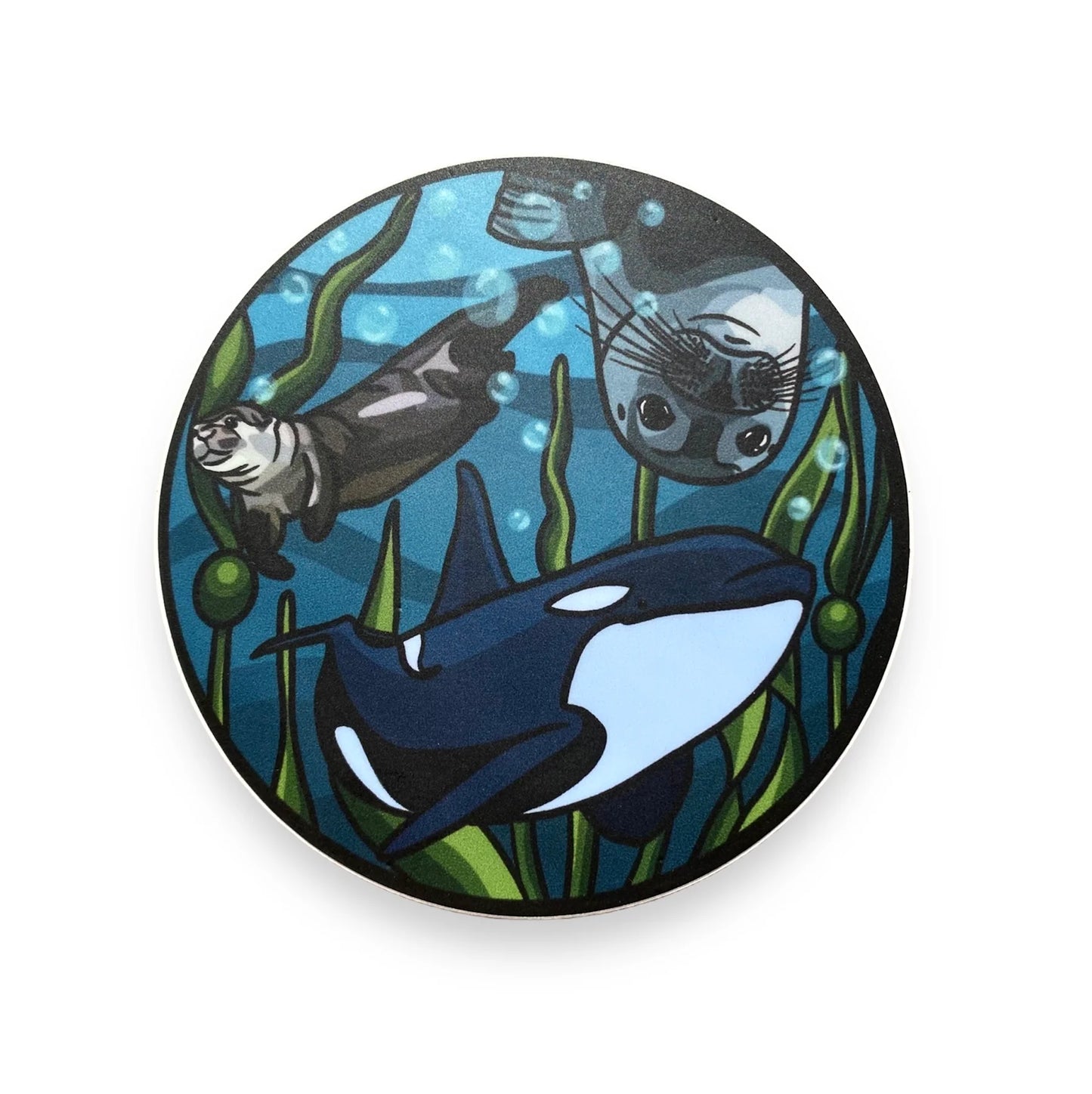 Ocean Animals Circle Sticker