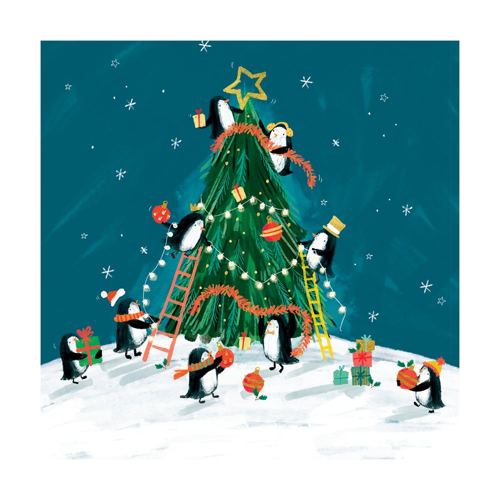 Penguins Decorating the Tree | Boxed Cards