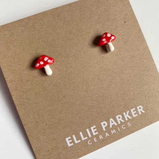 Ceramic Stud Earrings | Mushrooms