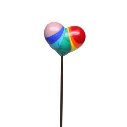 Glass Plant Stake Decoration | Rainbow Heart