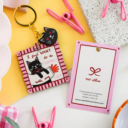 Wooden Keychain | Home With My Cat