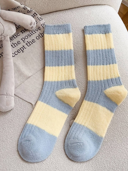 Striped Warm Socks | Blue