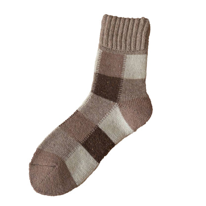 Mens Wool Warm Socks | Brown + Beige