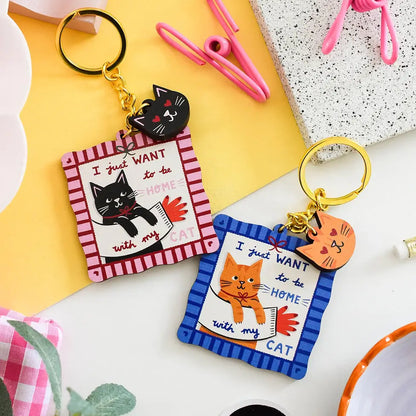 Wooden Keychain | Home With My Cat
