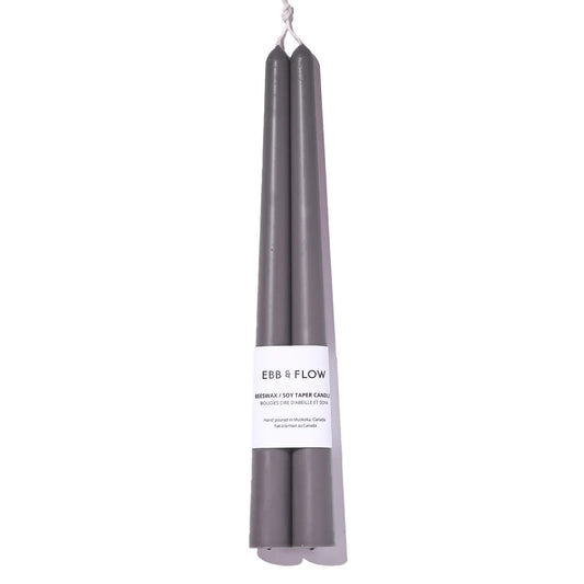 Beeswax Soy Blend Taper Candles | Charcoal