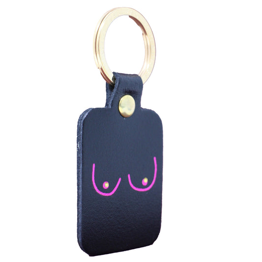 Boob Leather Keychain | Black - Warm Gift Shop